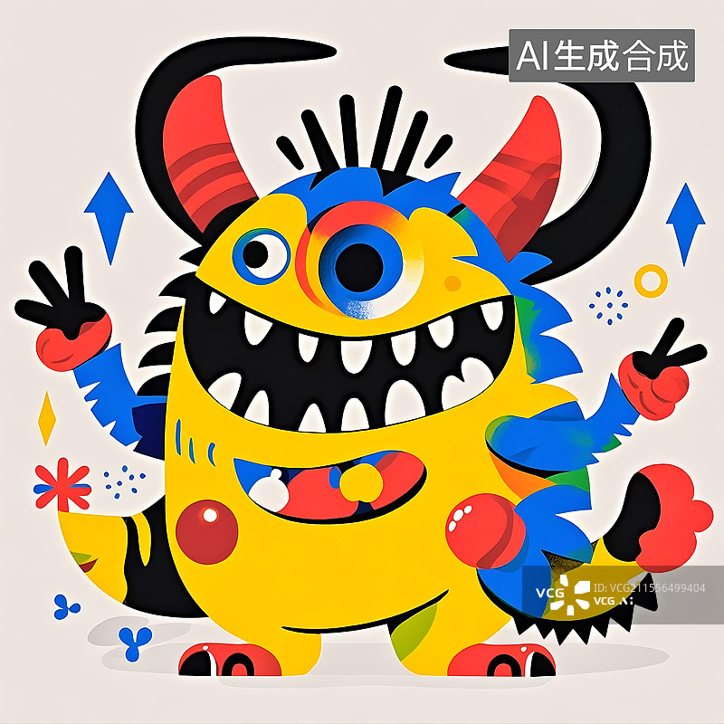 【AI数字艺术】儿童卡通风格夸张可爱小怪兽图片素材