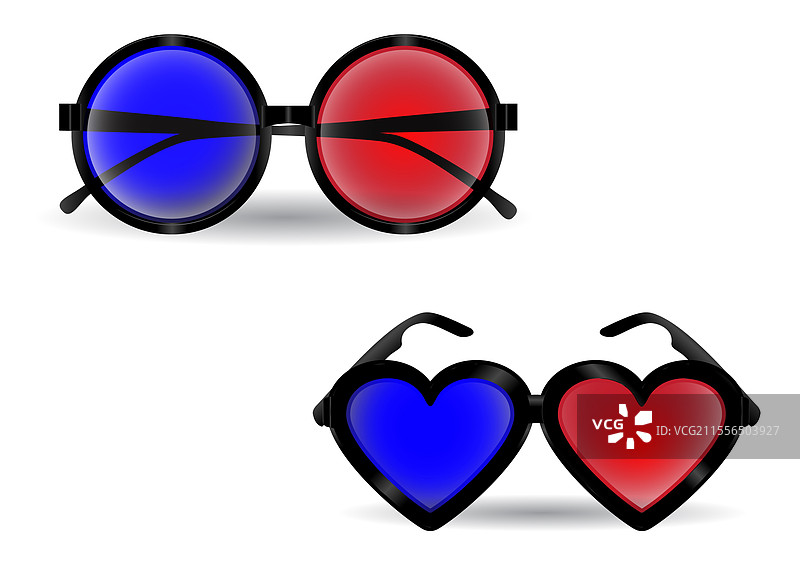 一套孤立的3D电影眼镜图片素材