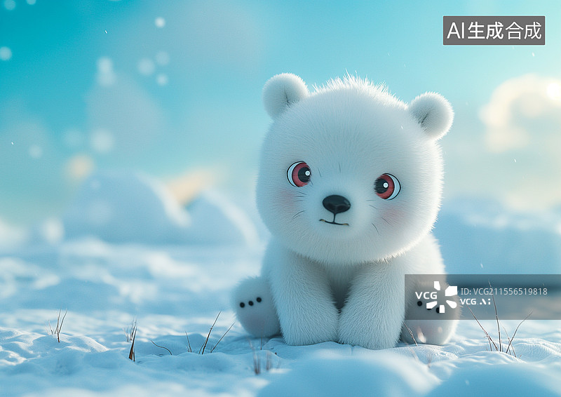 【AI数字艺术】可爱的小北极熊图片素材