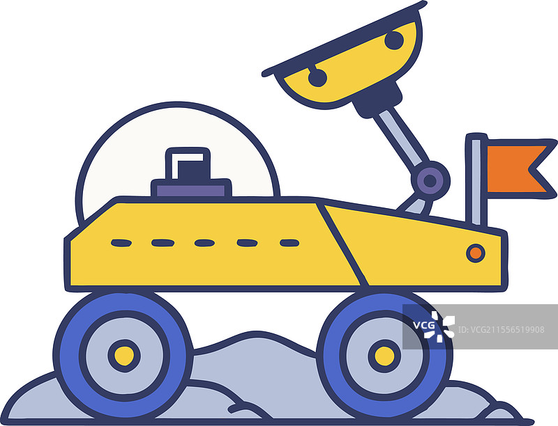 火星探测器在岩石地形中探索图片素材