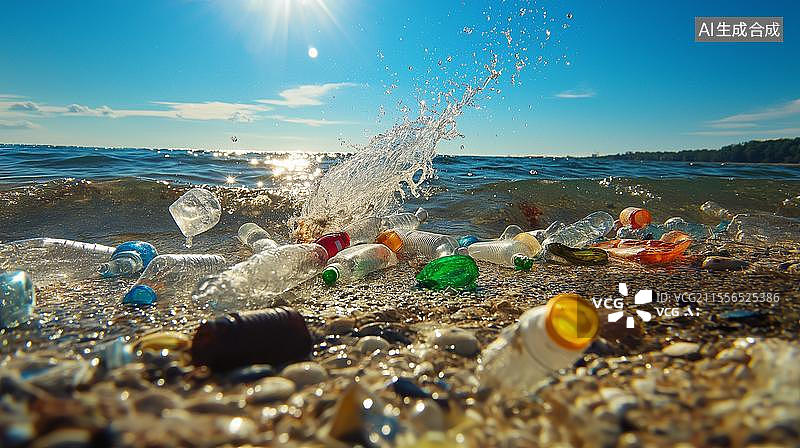 【AI数字艺术】海洋污染塑料污染图片素材