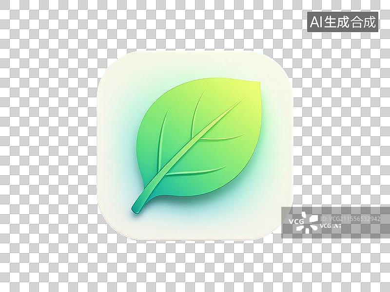 【AI数字艺术】极简扁平设计 _ 叶子图标图片素材