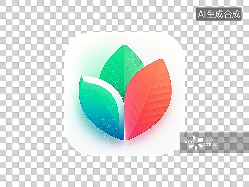【AI数字艺术】极简扁平设计 _ 叶子图标图片素材