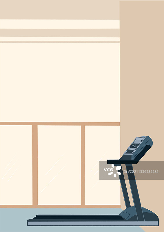 健身房跑步机健身器械扁平风插画图片素材