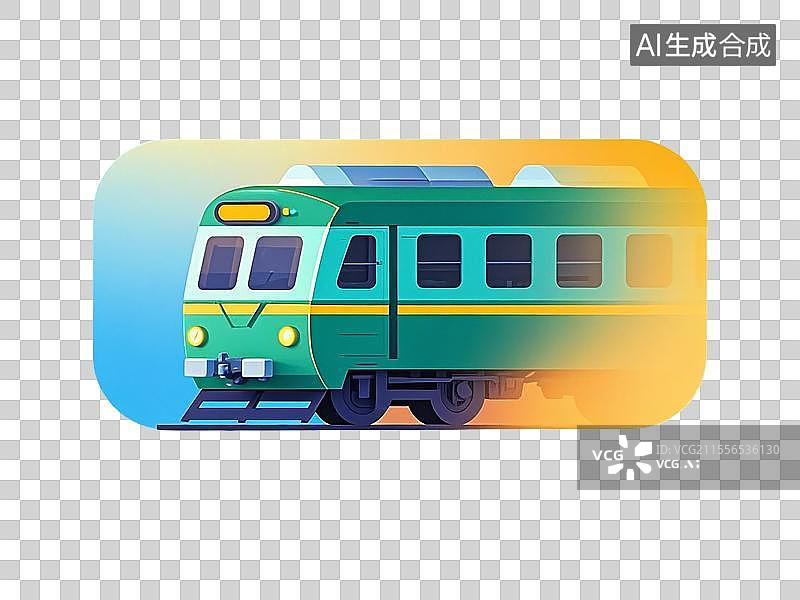 【AI数字艺术】绿皮火车图标图片素材