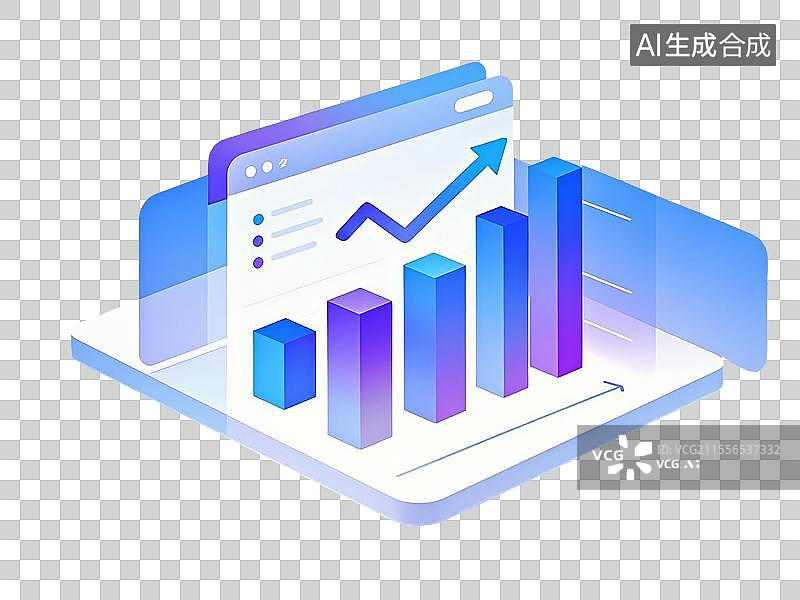【AI数字艺术】金融理财柱状图和上涨箭头图标图片素材