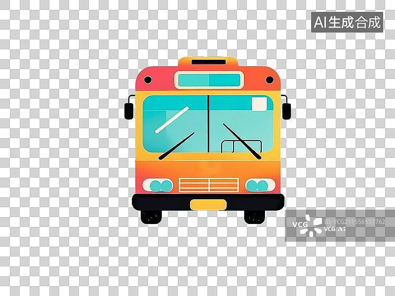 【AI数字艺术】极简扁平设计 _ 公交车图标图片素材