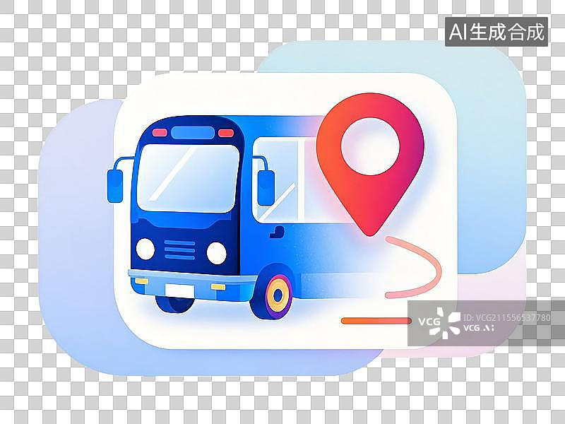 【AI数字艺术】极简扁平设计 _ 公交车图标图片素材