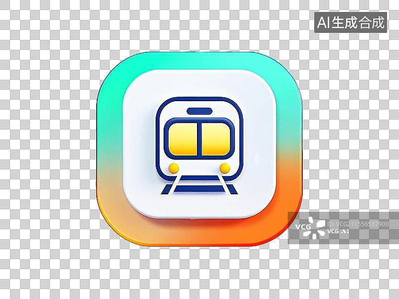 【AI数字艺术】极简扁平设计 _ 高铁图标图片素材