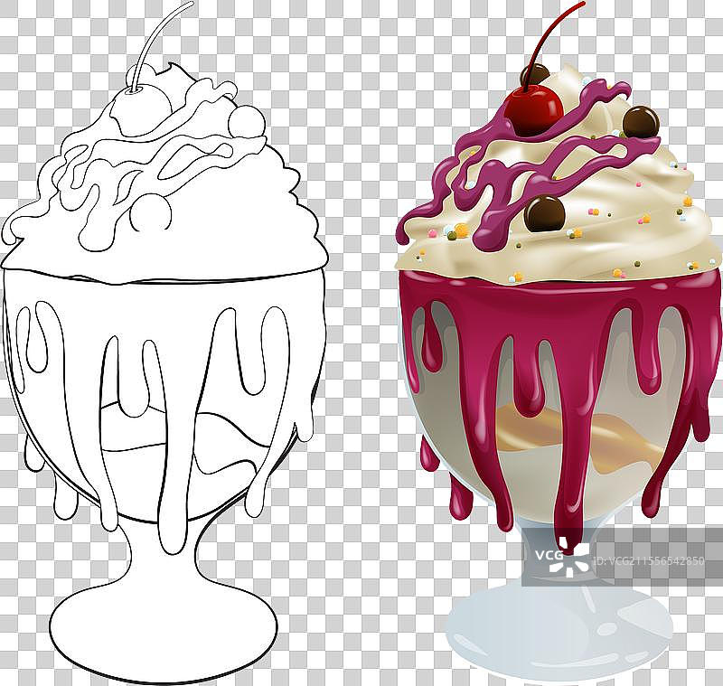 五彩缤纷的冰淇淋圣代图片素材