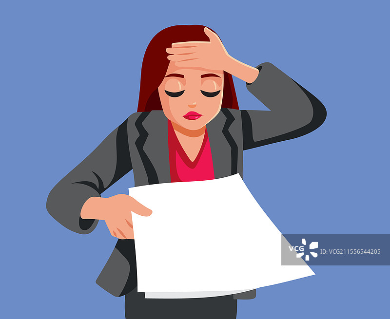 不快乐的女人递交一张纸。图片素材