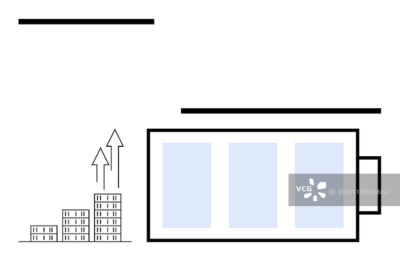 象征着能量增长的电池与上升趋势图片素材