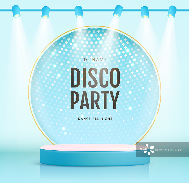 迪斯科派对展示背景与3D讲台图片素材