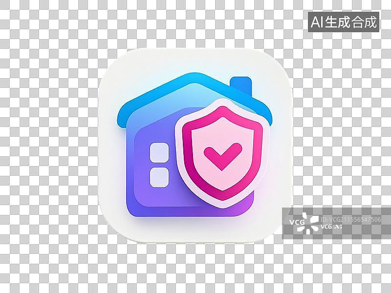 【AI数字艺术】房屋和护盾图标图片素材