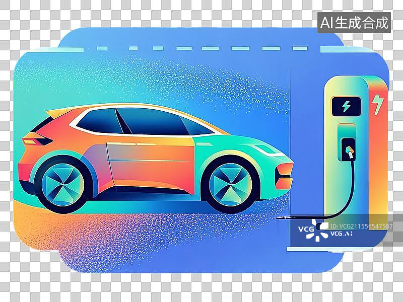 【AI数字艺术】电动汽车和充电站图标图片素材