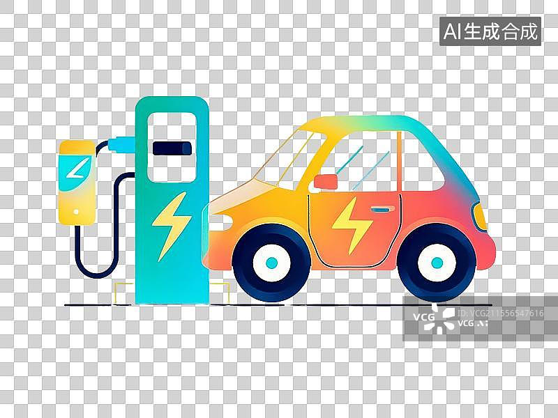 【AI数字艺术】电动汽车和充电站图标图片素材