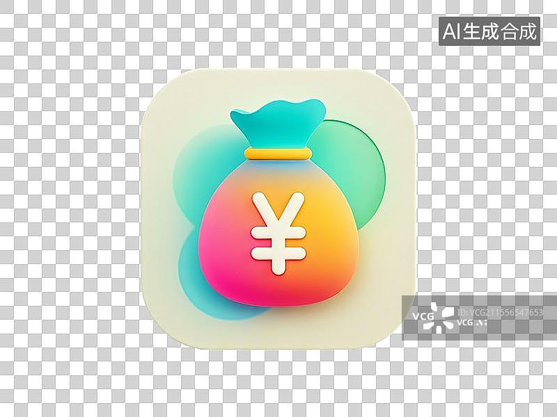 【AI数字艺术】带有¥符号的钱袋子图标图片素材