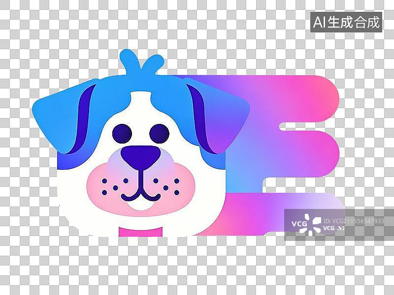 【AI数字艺术】扁平风格的卡通狗脸图片素材