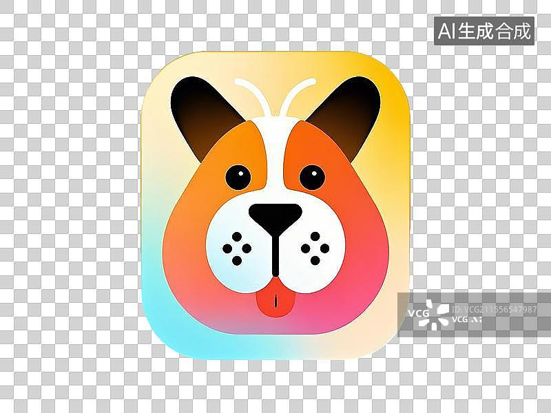 【AI数字艺术】扁平风格的卡通狗脸图片素材