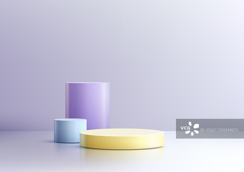 粉彩色调的3D极简平台图片素材