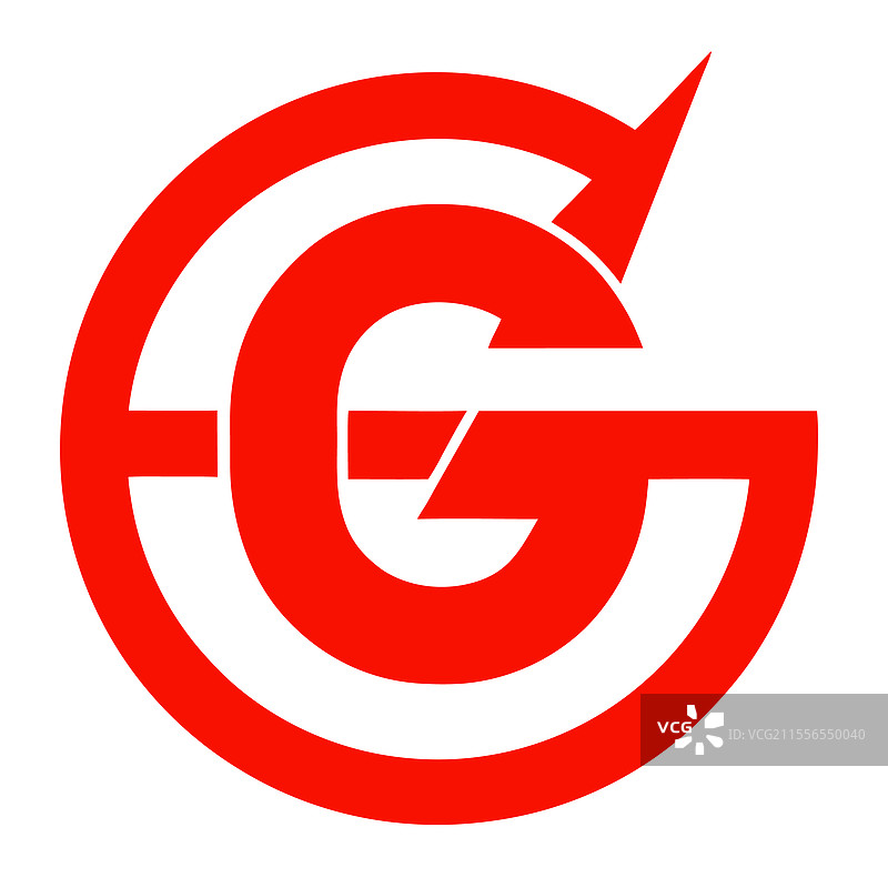 红色几何标志，粗体字母G，圆形设计图片素材