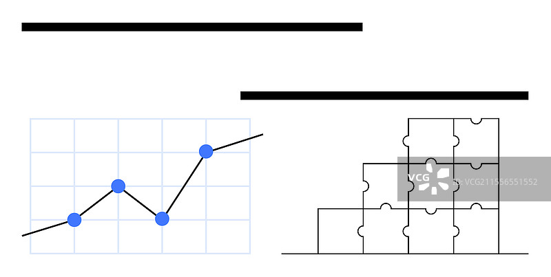带有蓝色数据点和拼图的增长图表图片素材
