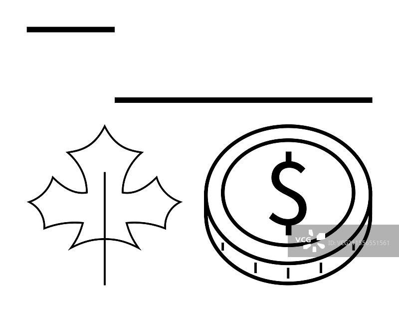 加拿大枫叶和代表美元硬币图片素材