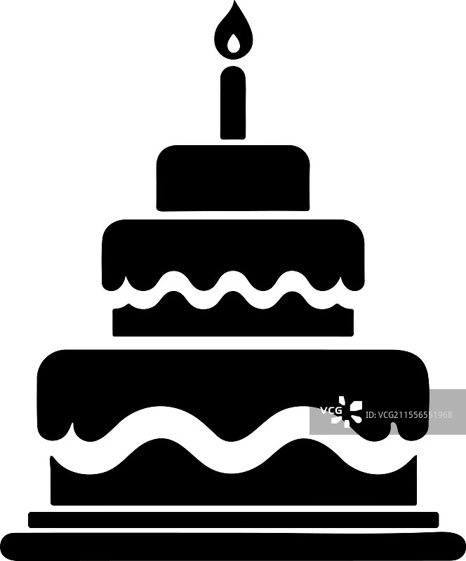 三层生日蛋糕剪影图片素材