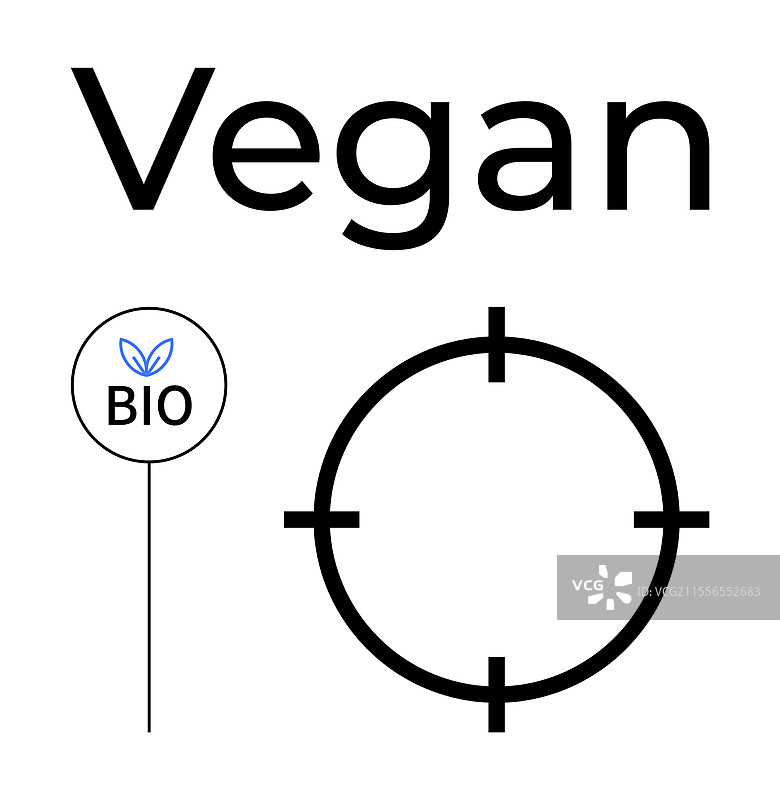 素食标签，带有生物标志和圆形目标图标图片素材