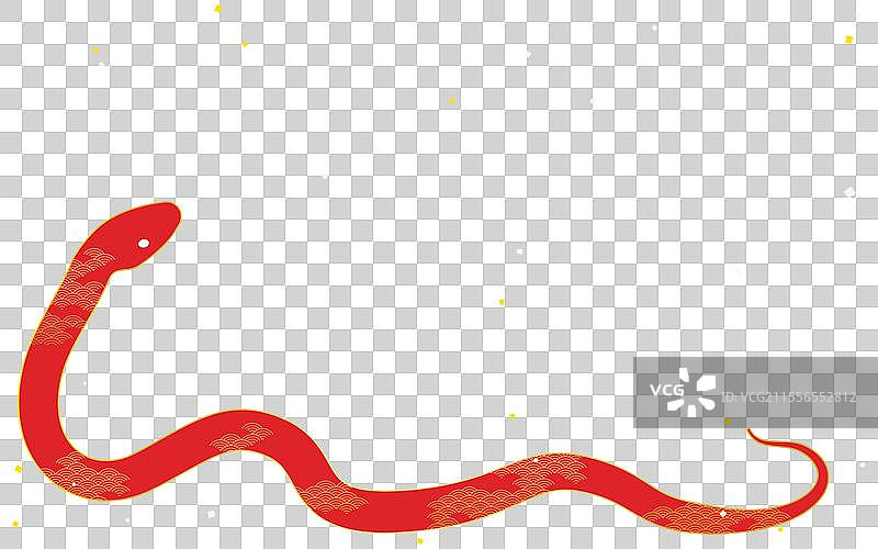 日本图案的红色蛇与金色彩带图片素材