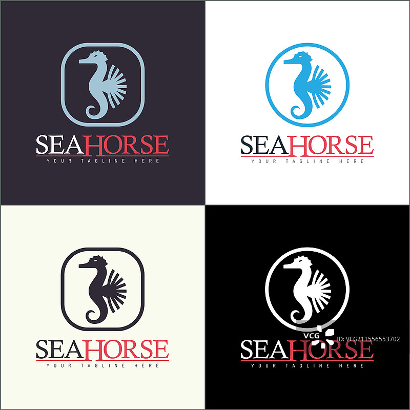 海马海洋游泳剪影标志集模板图片素材