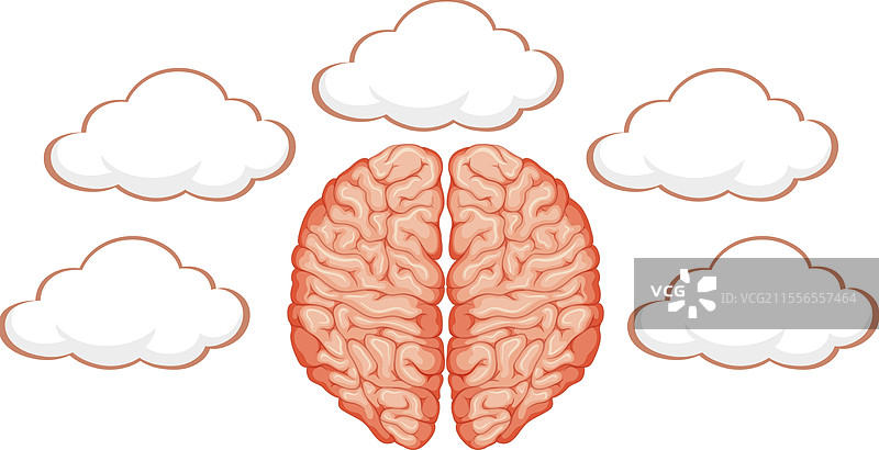 被云彩环绕的脑袋象征着创造力图片素材