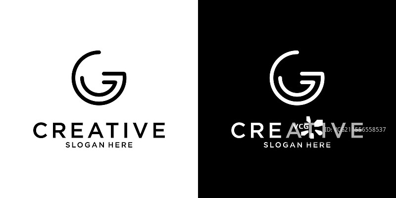 字母G或GG的初始字母标志设计概念图片素材