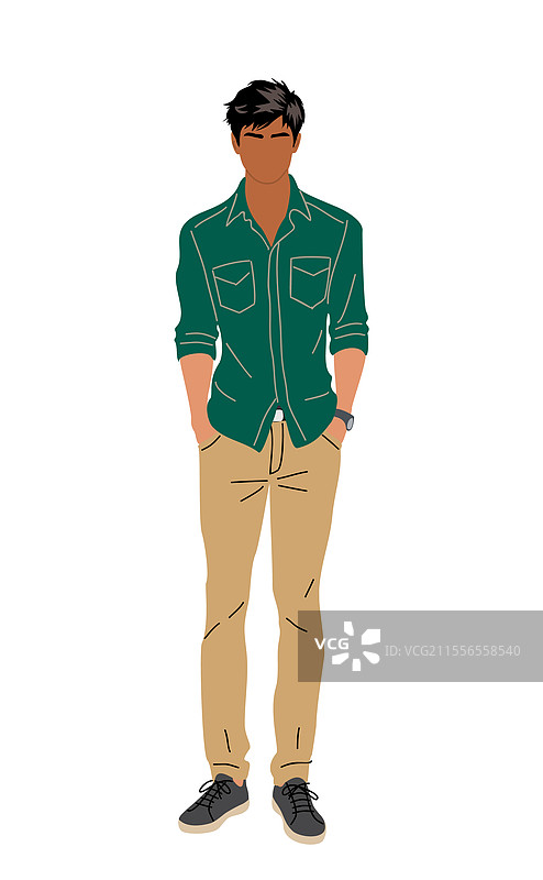 穿着休闲服的年轻人全身站立图片素材