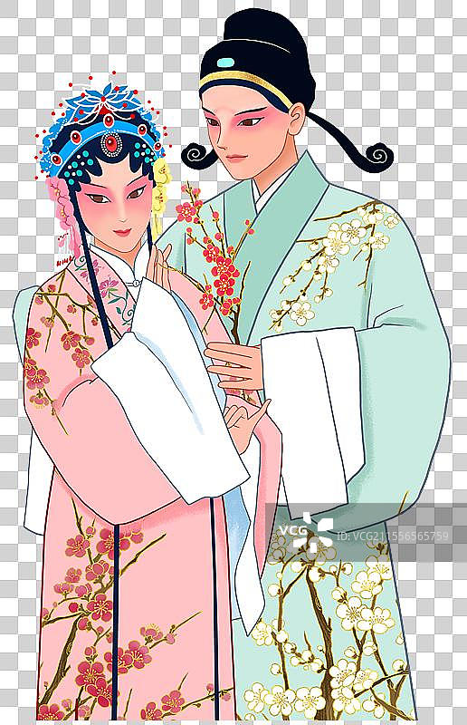 戏曲京剧昆剧粤剧情侣图片素材