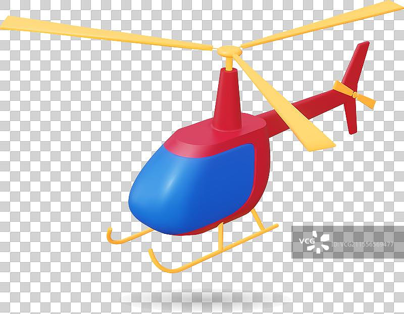 红色塑料直升机 3D 儿童玩具图片素材