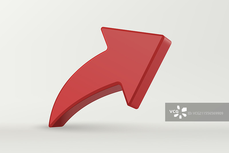 孤立的红色3D弯曲箭头图标图片素材