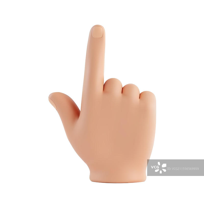 手势指向上方，背景为白色图片素材