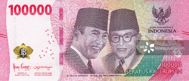 印尼高多边形像素马赛克钞票正面图片素材