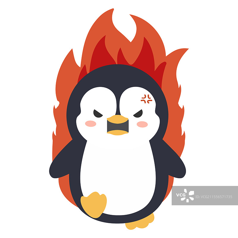 生气的小企鹅卡通角色图片素材