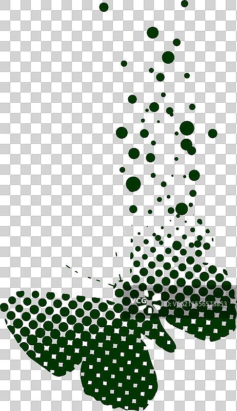 植物灵感的绿色蝴蝶艺术与方形设计图片素材