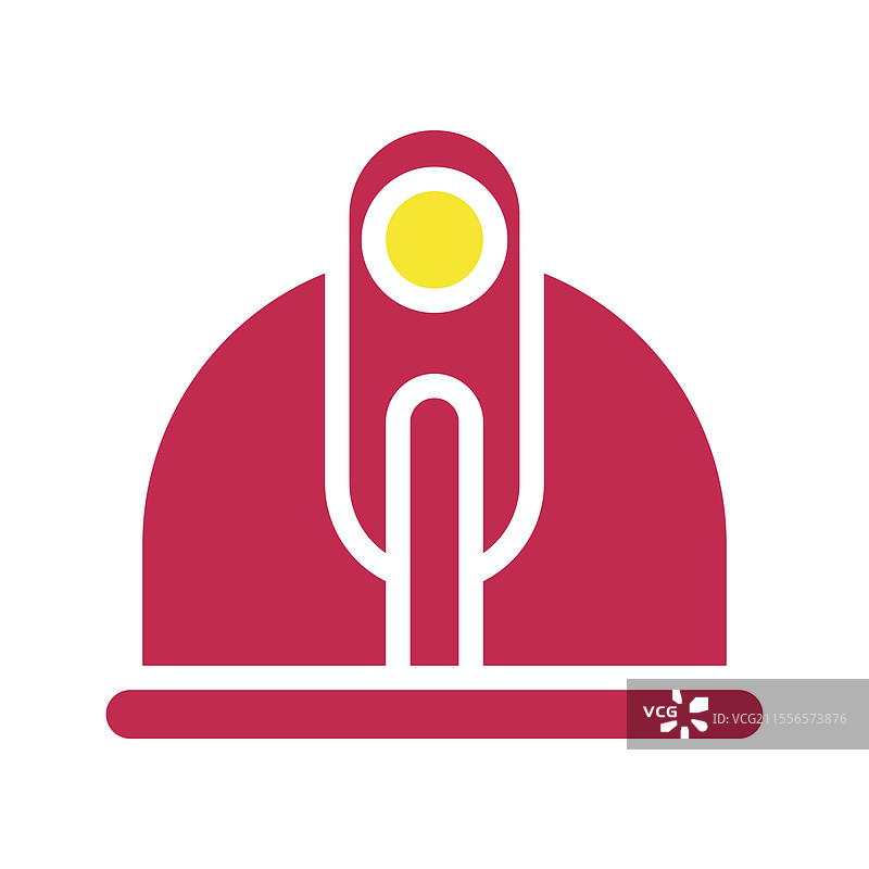 红色硬帽，带有黄色圆形设计的抽象图案图片素材