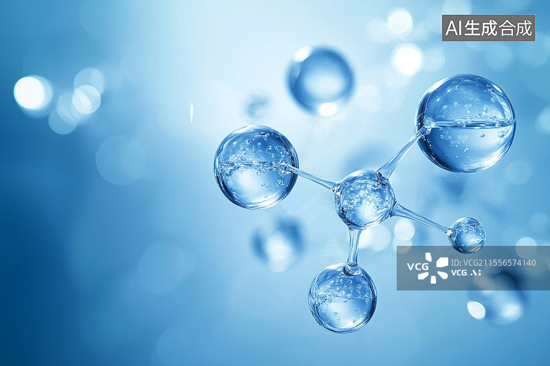 【AI数字艺术】蓝色分子模型图片素材