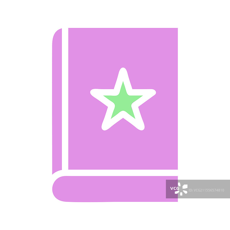 带有绿色星形的魔法书图标图片素材