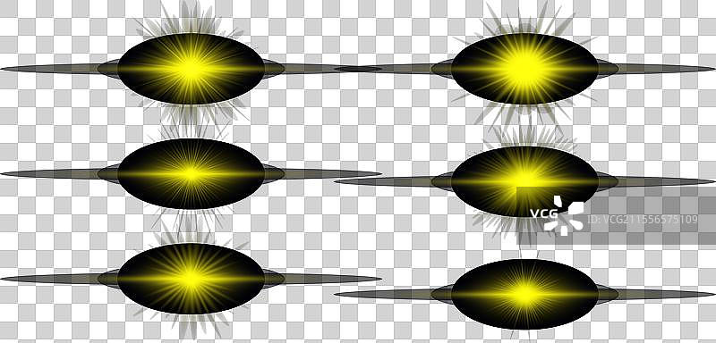 一组黄色的水平镜头光效图片素材