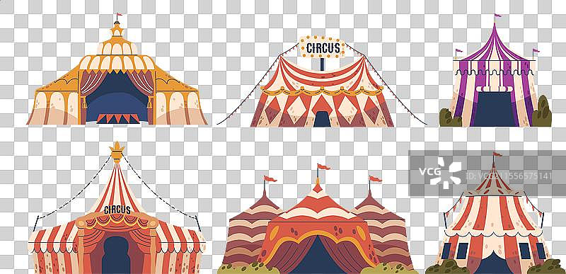 复古嘉年华的大型马戏帐篷游乐园图片素材