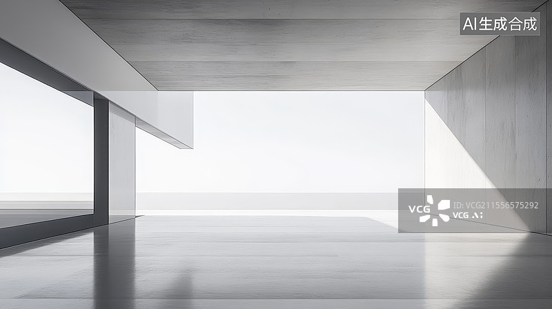【AI数字艺术】干净空旷室内展厅图片素材