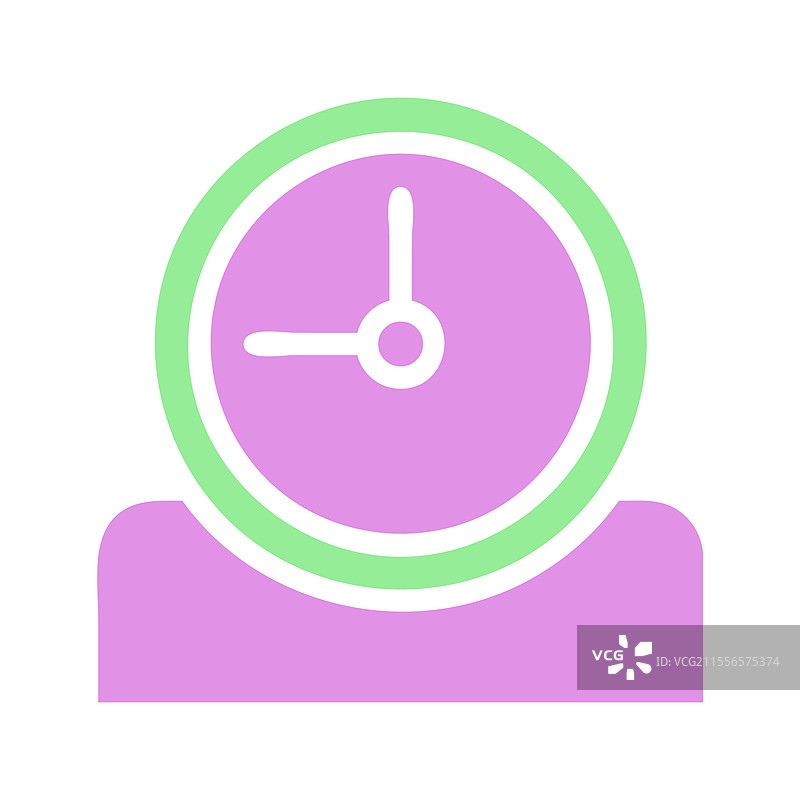绿色和紫色的简单时钟图标图片素材