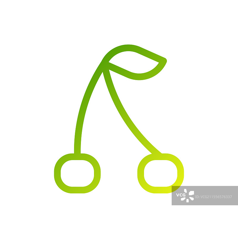简约的绿色樱桃图标，带有细腻的设计图片素材