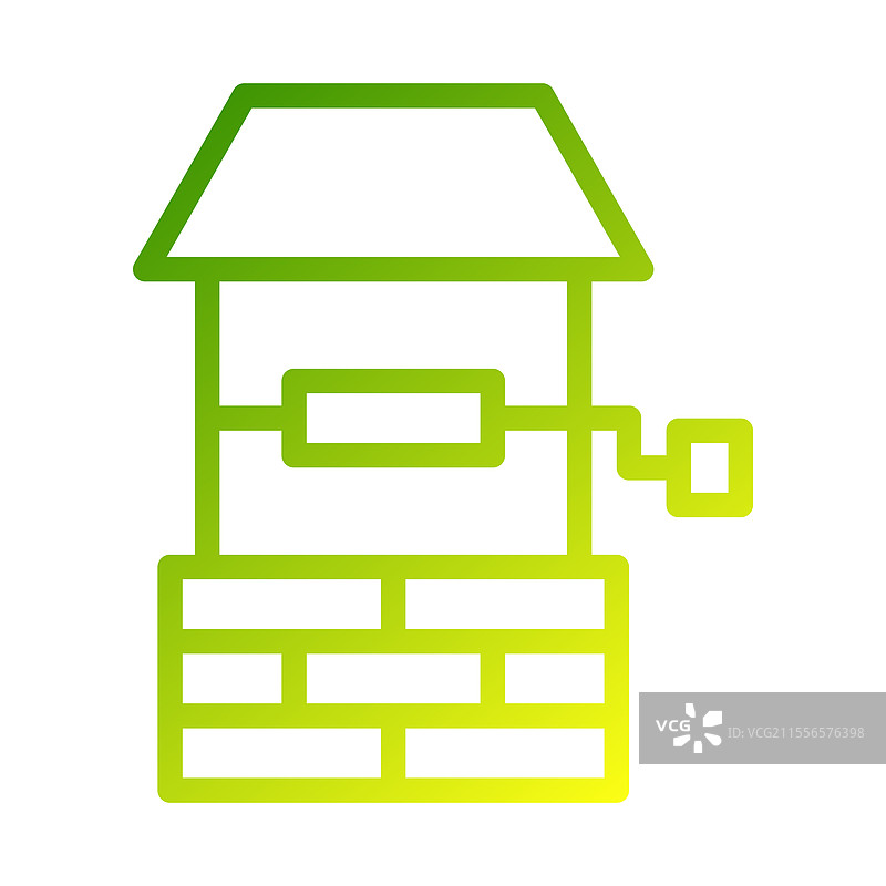 绿色井图标，带有线性渐变风格图片素材